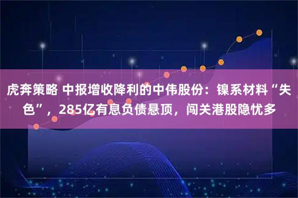 虎奔策略 中报增收降利的中伟股份：镍系材料“失色”，285亿有息负债悬顶，闯关港股隐忧多