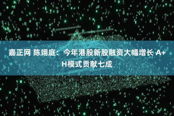 嘉正网 陈翊庭：今年港股新股融资大幅增长 A+H模式贡献七成