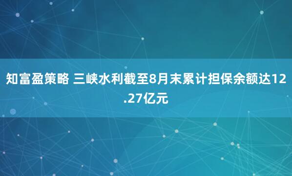 知富盈策略 三峡水利截至8月末累计担保余额达12.27亿元